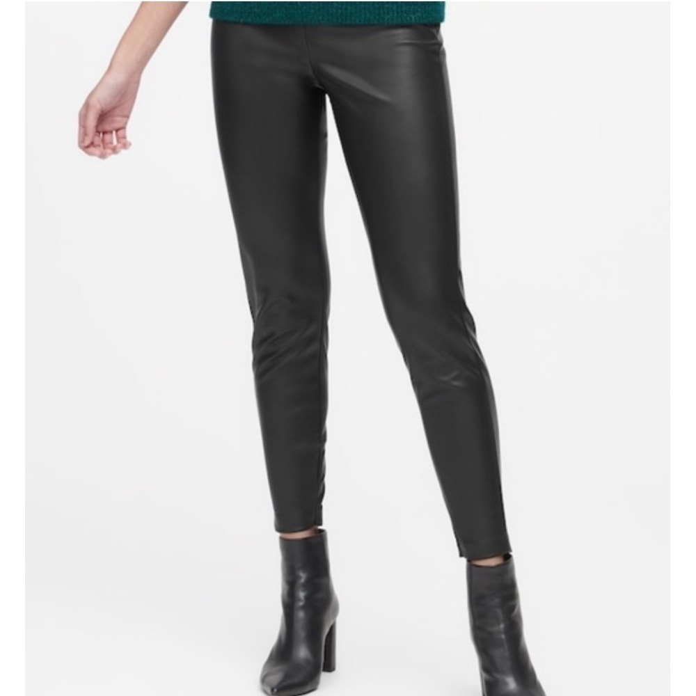 Banana Republic Womens 4 Faux Leather Leggings Devon High Rise Black NWT Edgy